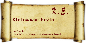 Kleinbauer Ervin névjegykártya